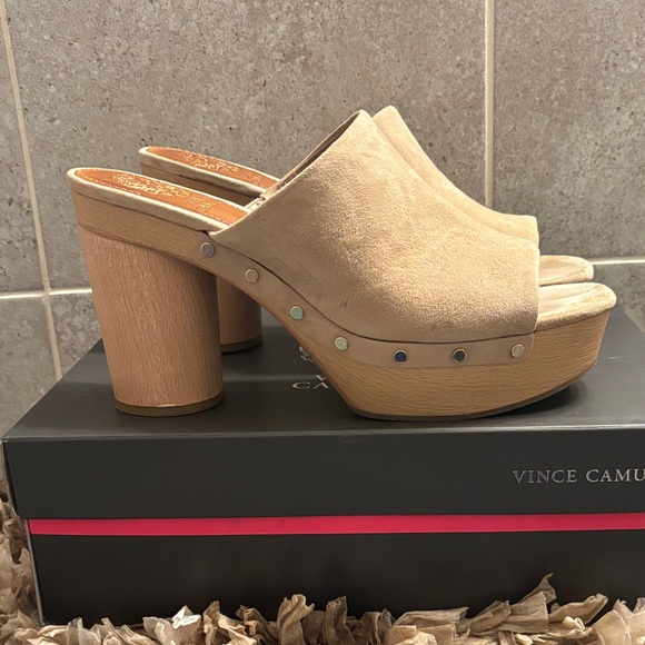 Vince Camuto Women's Beige Suede Mules - Picture 9 of 9